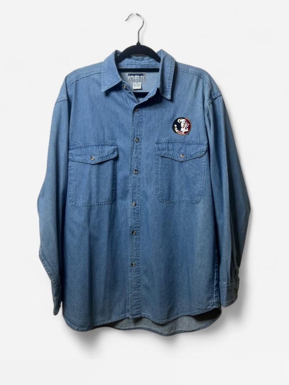 Vintage Florida State University FSU Seminoles Denim Button Down Shirt Size Med